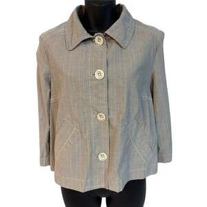 Thomas Burberry Beige Striped Button-Front Blazer Jacket